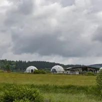 white geodesic dome on the field