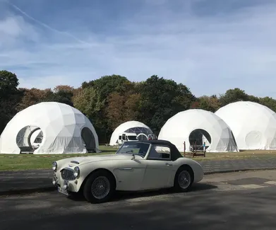 FDomes geodesic dome and car
