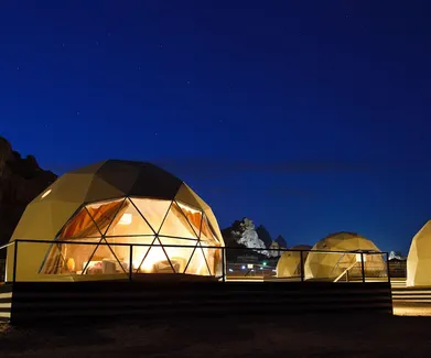 FDomes geodesic dome in the night