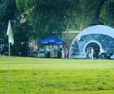 white dome tent while event