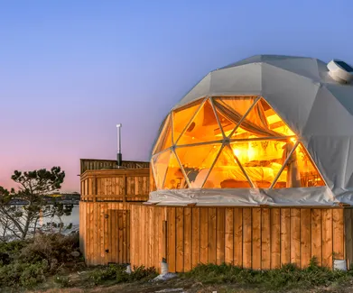 geodesical dome on hill nova glamping