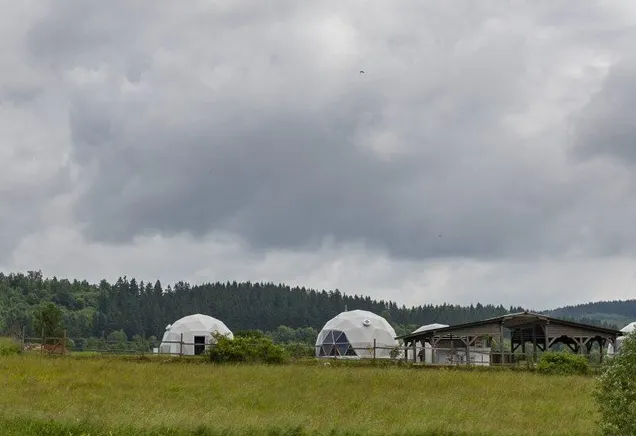 white geodesic dome on the field