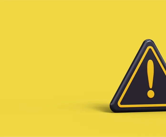 baner showing a warning sign on a yellow background