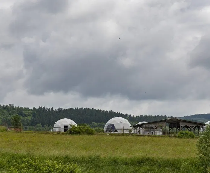 white geodesic dome on the field