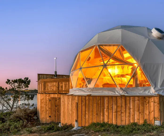 geodesical dome on hill nova glamping