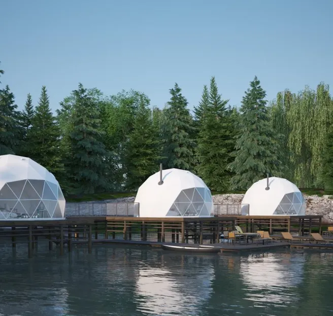 FDomes Glamping geodesic domes by the lake in glamping business