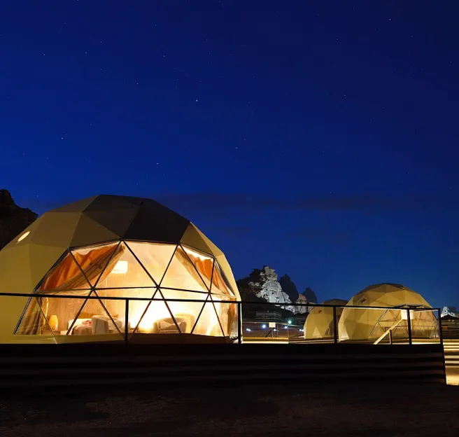 FDomes geodesic dome in the night