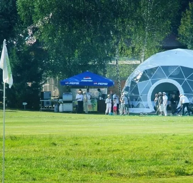 white dome tent while event
