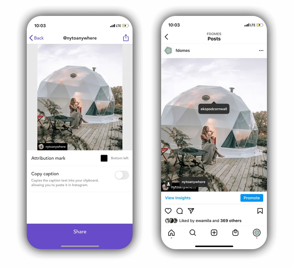 glamping repost social media 