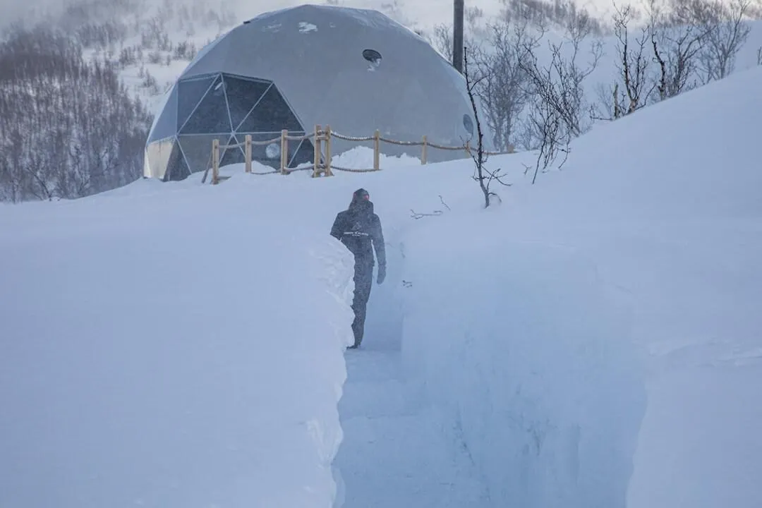 grey dome in high snow 