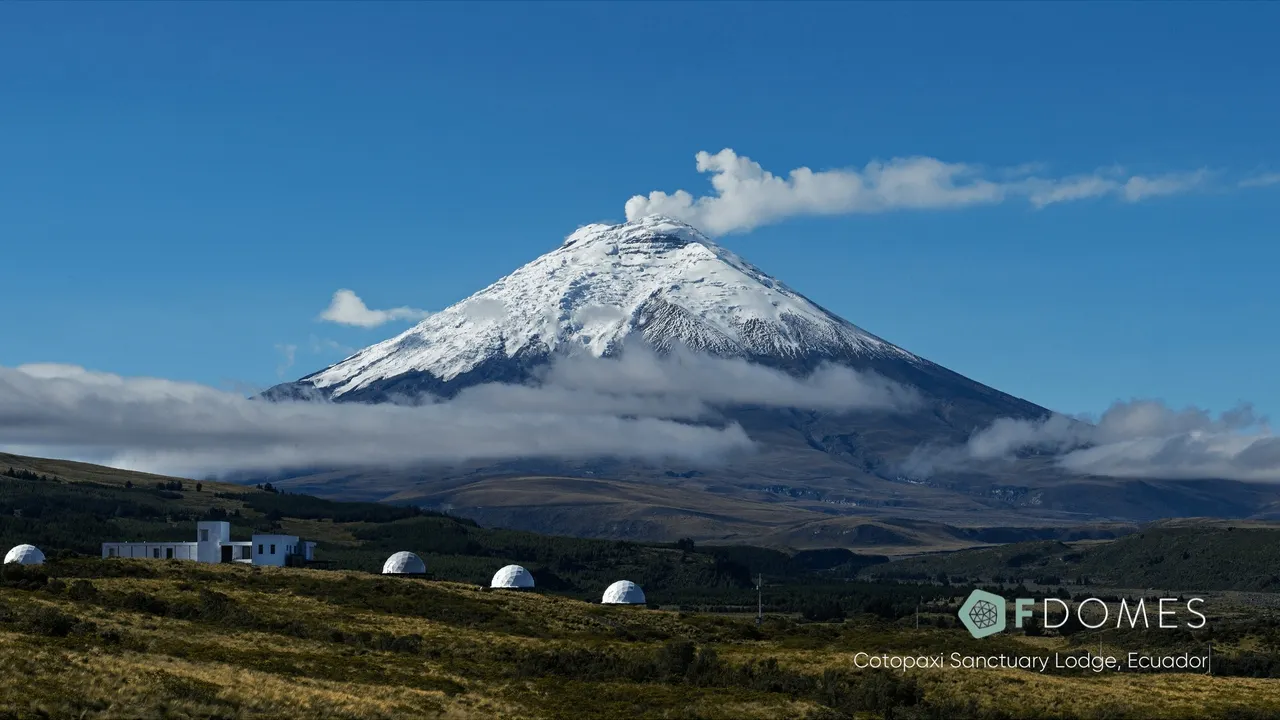glamping dome below mountain