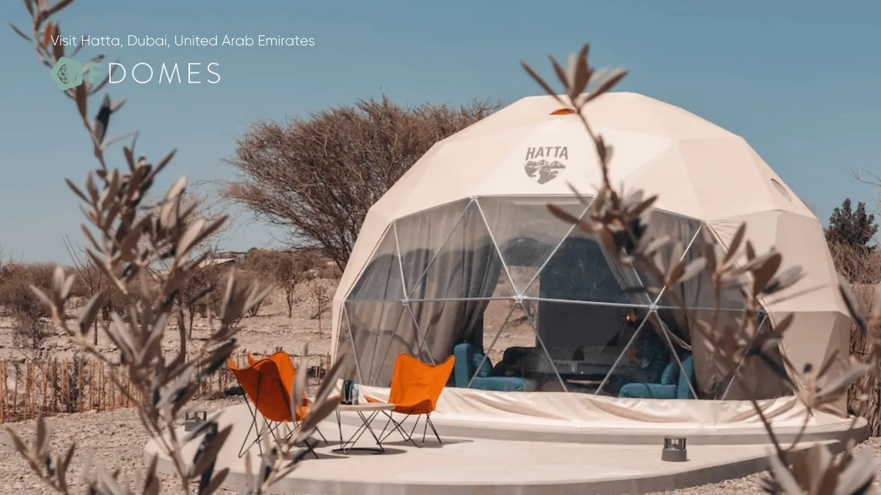 glamping dome on a field day