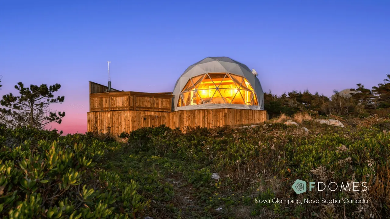 glamping dome sunset 