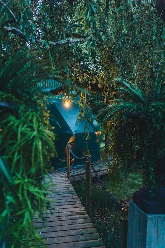 adrom bubble glamping site at evening