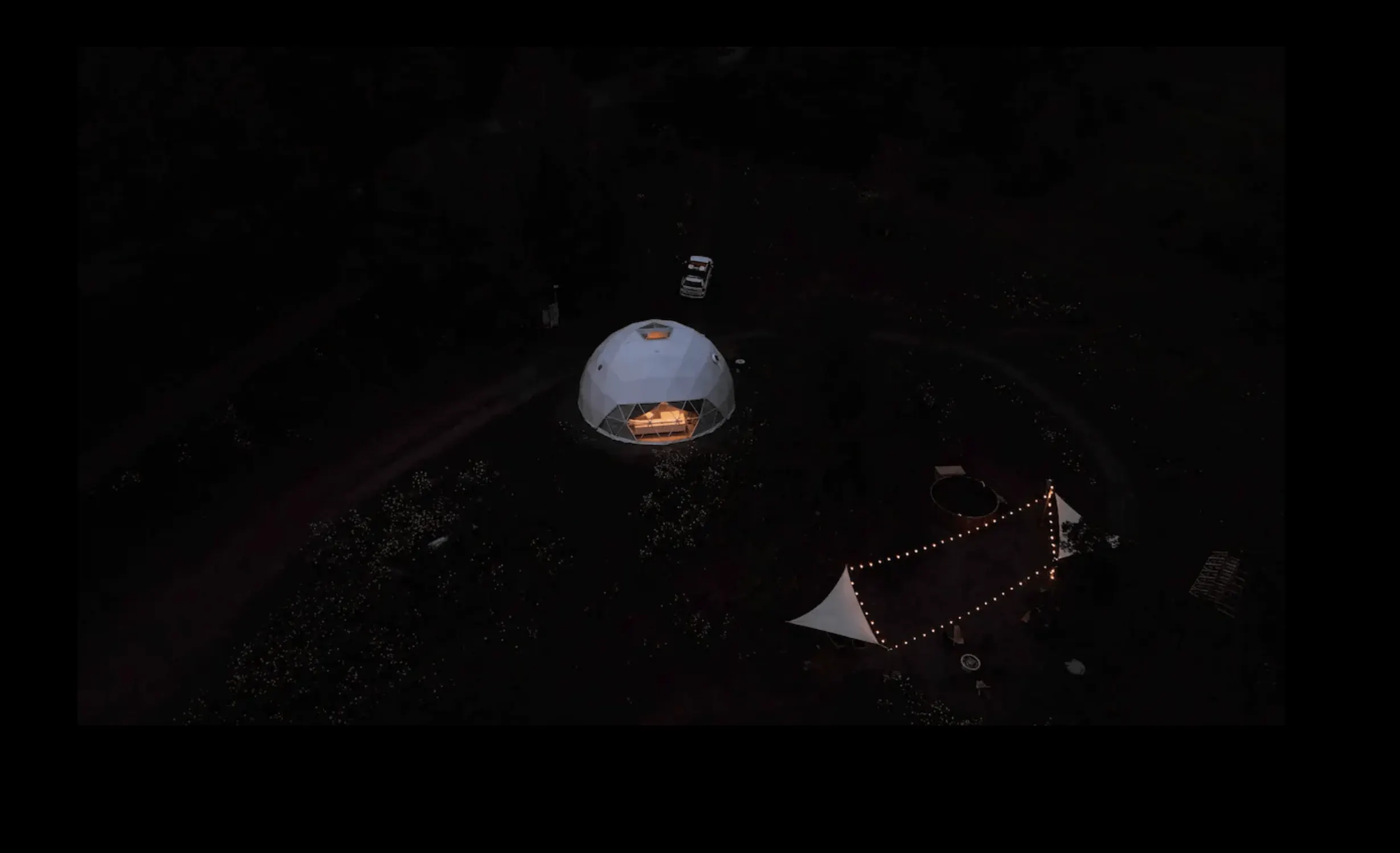 white geodesic dome at night