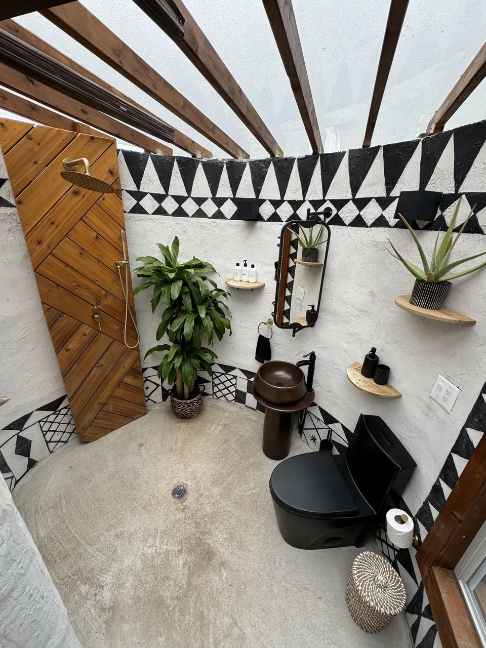etno style small bathroom of a Disco Domes in Texas