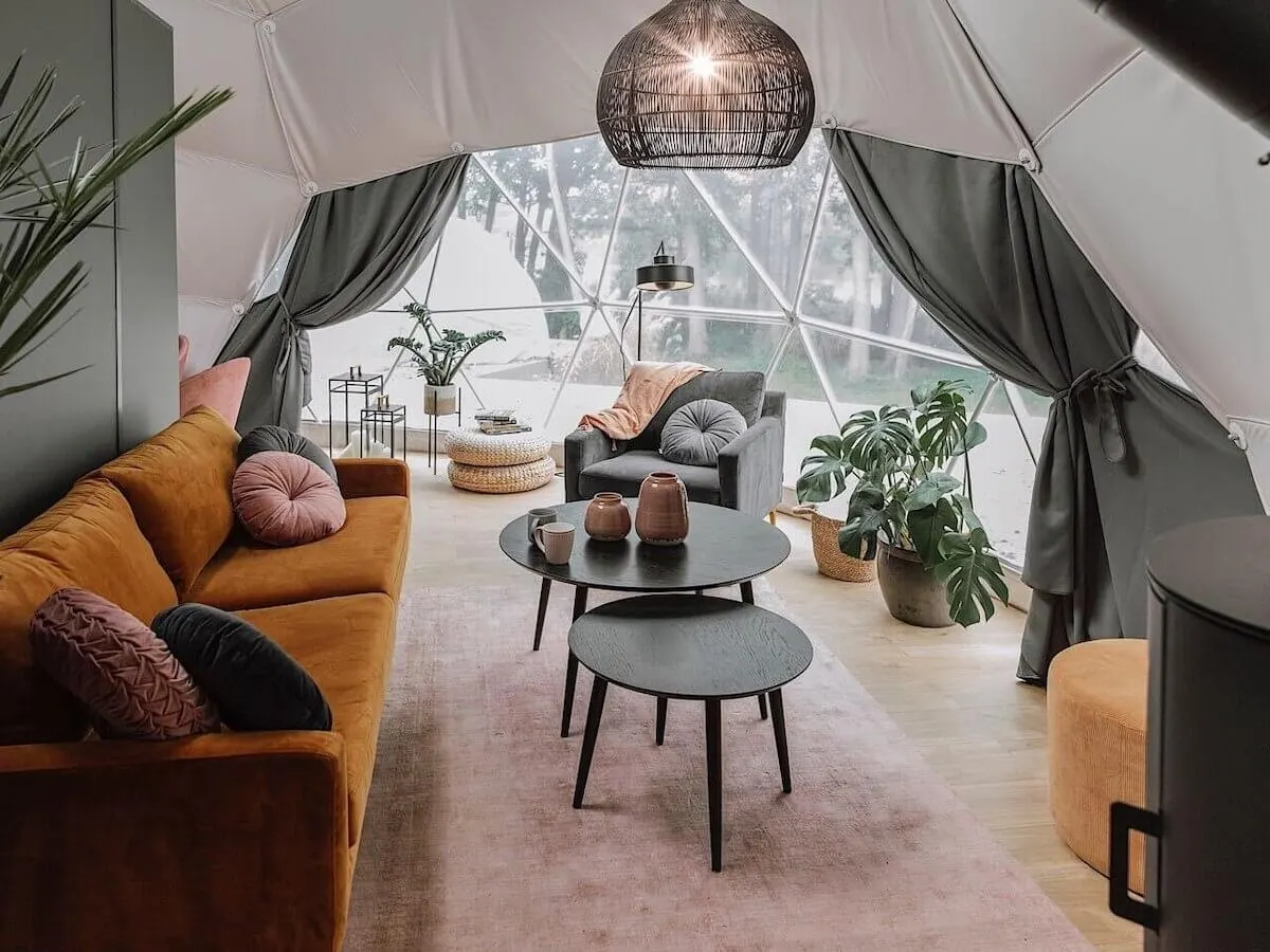 FDomes geodesic dome living room interior decor