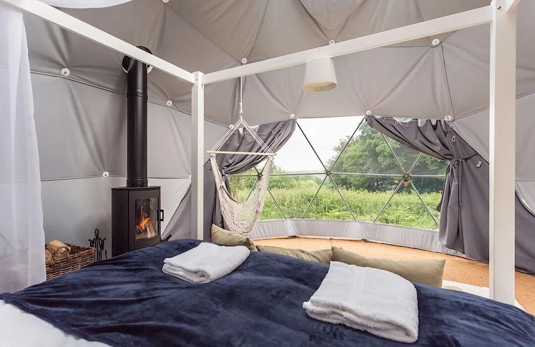 FDomes glamping resort Cornwall UK Ekopod interior