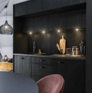 Black kitchen counter FDomes kitchen interior offer