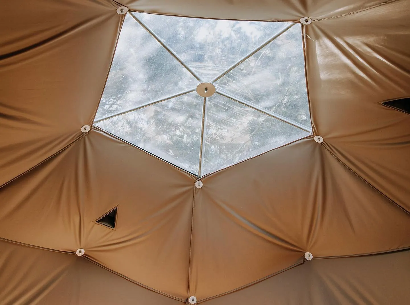 inside of geodesic dome with skylight