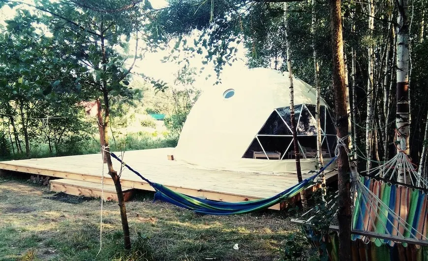 puszczyk the forest kindergarten Poland geodesic dome classroom
