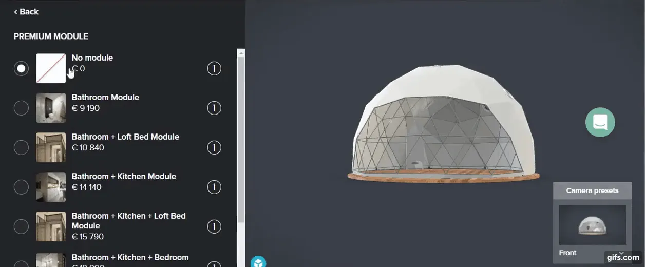 colors modules 3d dome configurator