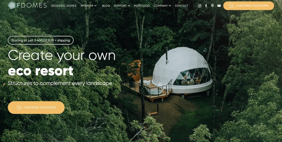 main page new FDomes website launch